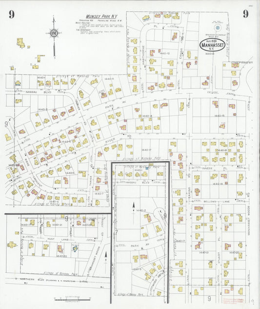 Sanborn Fire Insurance Map from Manhasset, Nassau County, New York (1930), Sheet #0009 - Historic Sanborn Fire Insurance Map Print, vintage old map wall art, antique decor, genealogy gift, New York New York map