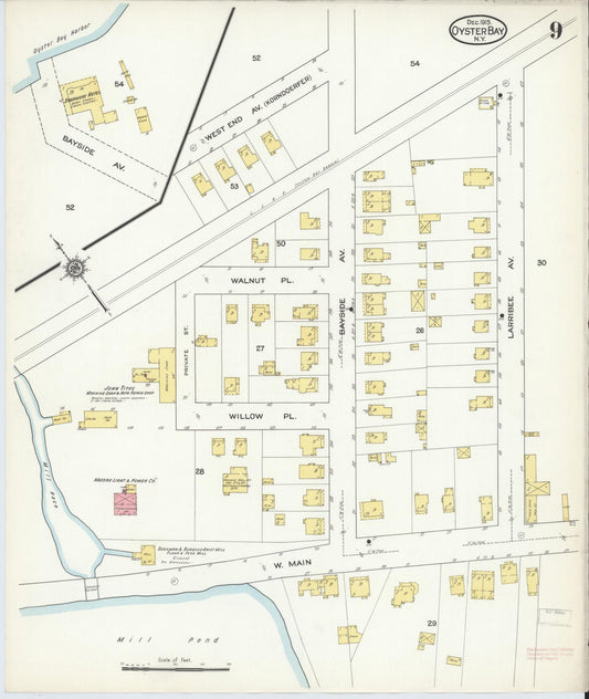 Sanborn Fire Insurance Map from Oyster Bay, Nassau County, New York (1915), Sheet #0009 - Historic Sanborn Fire Insurance Map Print, vintage old map wall art, antique decor, genealogy gift, New York New York map