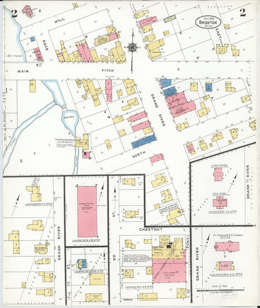 Sanborn Fire Insurance Map from Brighton, Livingston County, Michigan (1923), Sheet #0002 - Historic Sanborn Fire Insurance Map Print, vintage old map wall art, antique decor, genealogy gift, Michigan Michigan map