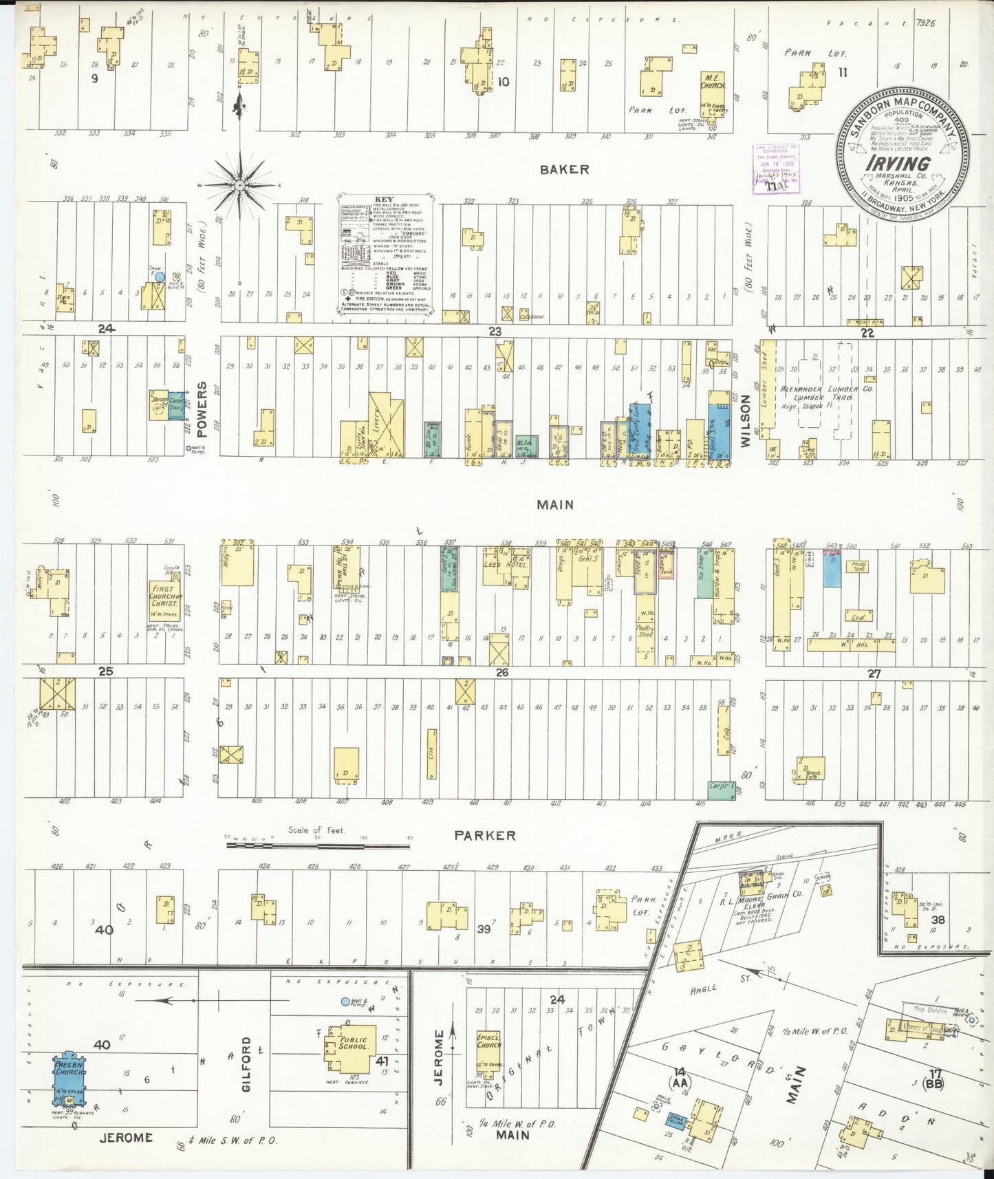 Sanborn Fire Insurance Map from Irving, Marshall County, Kansas (1905), Sheet #0001 - Historic Sanborn Fire Insurance Map Print, vintage old map wall art, antique decor, genealogy gift, Kansas Kansas map