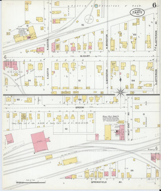 Sanborn Fire Insurance Map from Paris, Edgar County, Illinois (1900), Sheet #0006 - Historic Sanborn Fire Insurance Map Print, vintage old map wall art, antique decor, genealogy gift, Illinois Illinois map