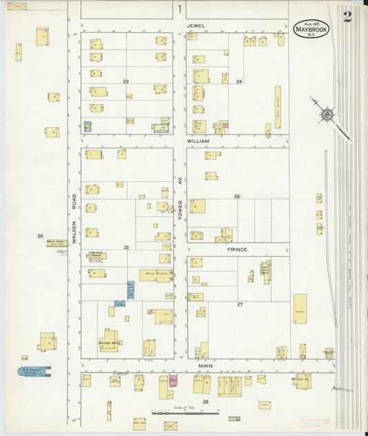 Sanborn Fire Insurance Map from Maybrook, Orange County, New York (1915), Sheet #0002 - Historic Sanborn Fire Insurance Map Print, vintage old map wall art, antique decor, genealogy gift, New York New York map