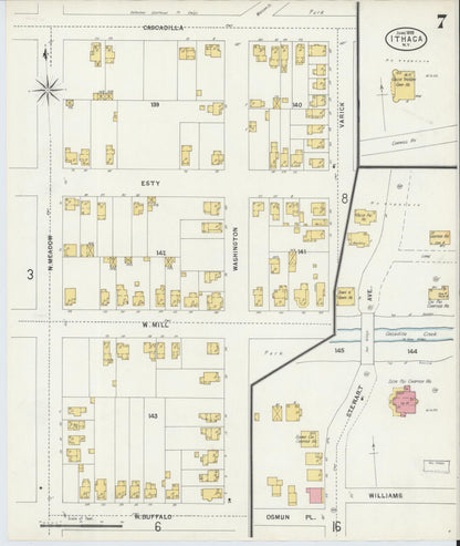 Sanborn Fire Insurance Map from Ithaca, Tompkins County, New York (1898), Sheet #0007 - Complete Map Set gallery image, historic Sanborn map, vintage wall art, New York New York