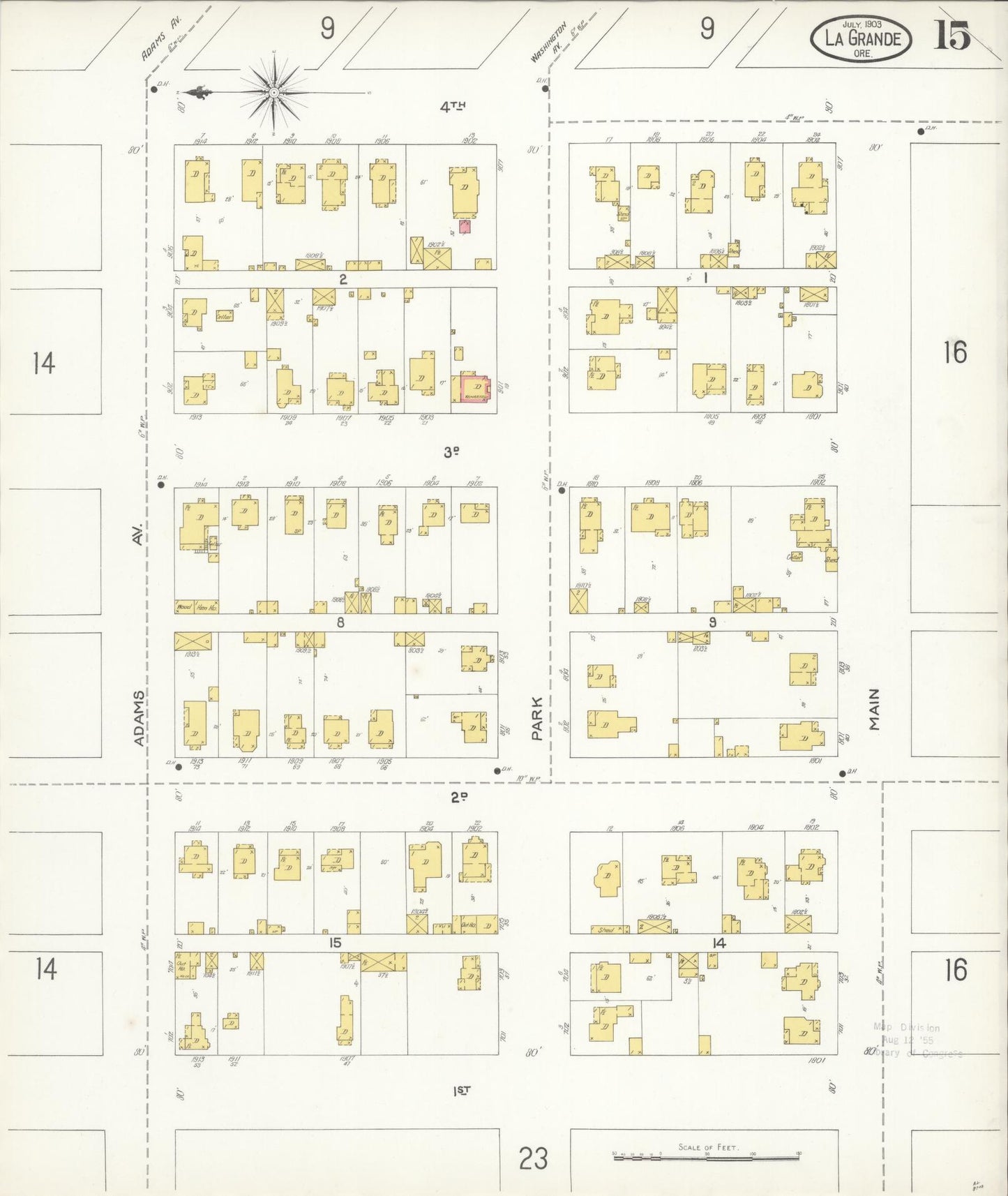Sanborn Fire Insurance Map from La Grande, Union County, Oregon (1903), Sheet #0015 - Complete Map Set gallery image, historic Sanborn map, vintage wall art, Oregon Oregon