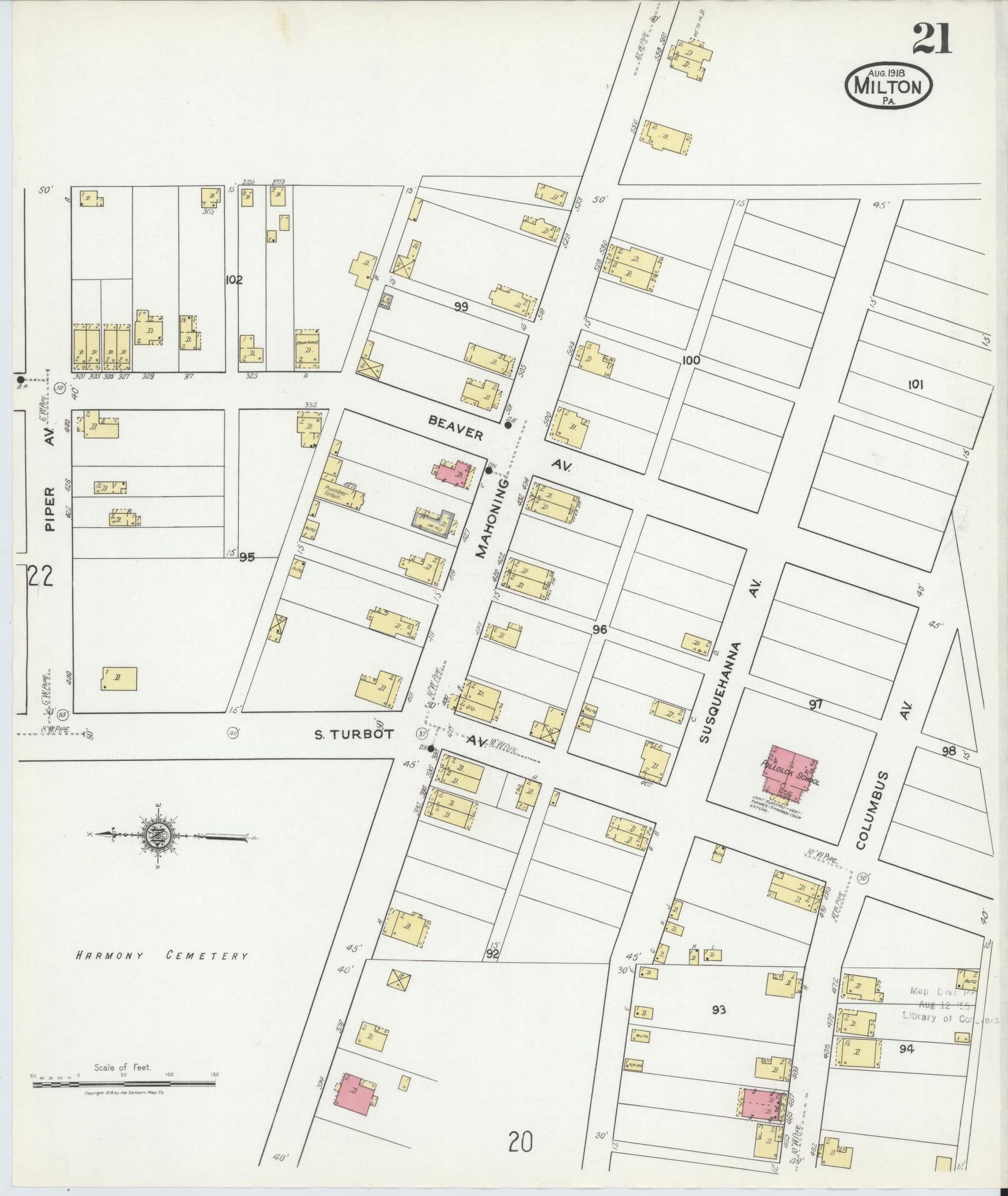 Sanborn Fire Insurance Map from Milton, Northumberland County, Pennsylvania (1918), Sheet #0021 - Complete Map Set gallery image, historic Sanborn map, vintage wall art, Pennsylvania Pennsylvania