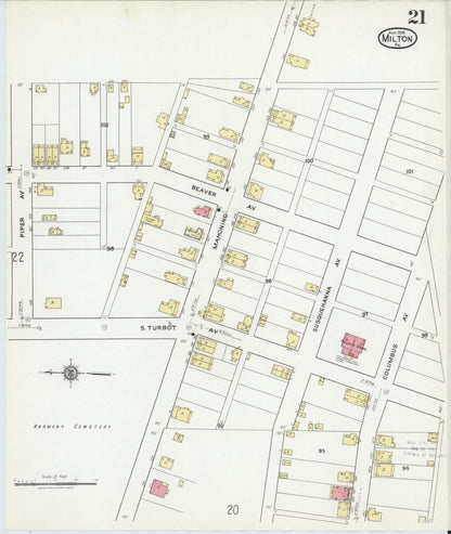 Sanborn Fire Insurance Map from Milton, Northumberland County, Pennsylvania (1918), Sheet #0021 - Complete Map Set gallery image, historic Sanborn map, vintage wall art, Pennsylvania Pennsylvania