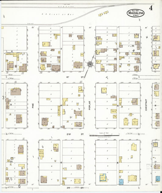 Sanborn Fire Insurance Map from Magdalena, Socorro County, New Mexico (1919), Sheet #0004 - Historic Sanborn Fire Insurance Map Print, vintage old map wall art, antique decor, genealogy gift, New Mexico New Mexico map