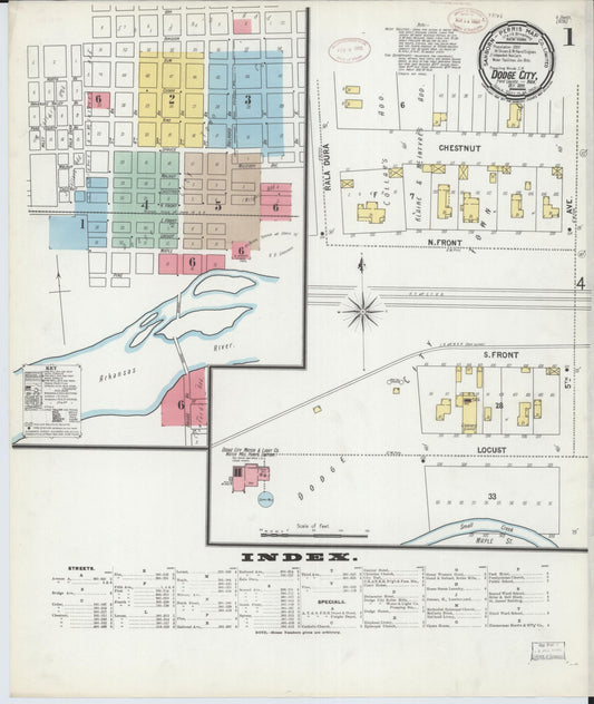 Sanborn Fire Insurance Map from Dodge City, Ford County, Kansas. (1899) – Historic Sanborn Fire Insurance Map Print