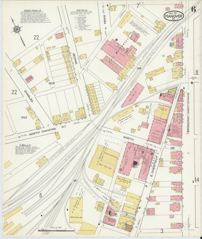 Sanborn Fire Insurance Map from Hanover, York County, Pennsylvania (1917), Sheet #0006 - Complete Map Set gallery image, historic Sanborn map, vintage wall art, Pennsylvania Pennsylvania
