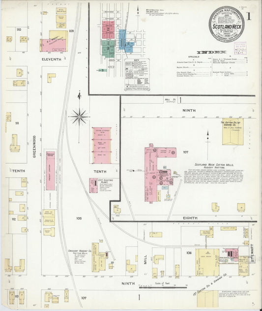 Sanborn Fire Insurance Map from Scotland Neck, Halifax County, North Carolina. (1908) – Historic Sanborn Fire Insurance Map Print