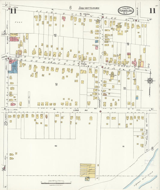 Sanborn Fire Insurance Map from Hamburg, Erie County, New York (1923), Sheet #0011 - Historic Sanborn Fire Insurance Map Print, vintage old map wall art, antique decor, genealogy gift, New York New York map