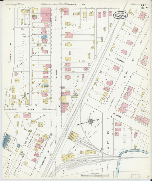 Sanborn Fire Insurance Map from Florence, Fremont County, Colorado (1912), Sheet #0002 - Historic Sanborn Fire Insurance Map Print, vintage old map wall art, antique decor, genealogy gift, Colorado Colorado map