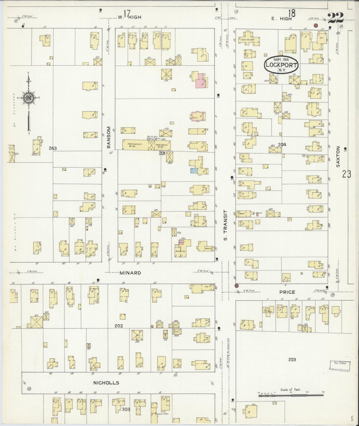 Sanborn Fire Insurance Map from Lockport, Niagara County, New York (1914), Sheet #0022 - Complete Map Set gallery image, historic Sanborn map, vintage wall art, New York New York