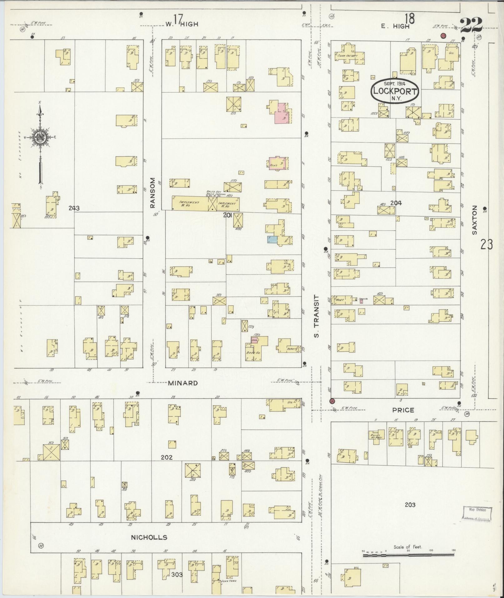Sanborn Fire Insurance Map from Lockport, Niagara County, New York (1914), Sheet #0022 - Complete Map Set gallery image, historic Sanborn map, vintage wall art, New York New York