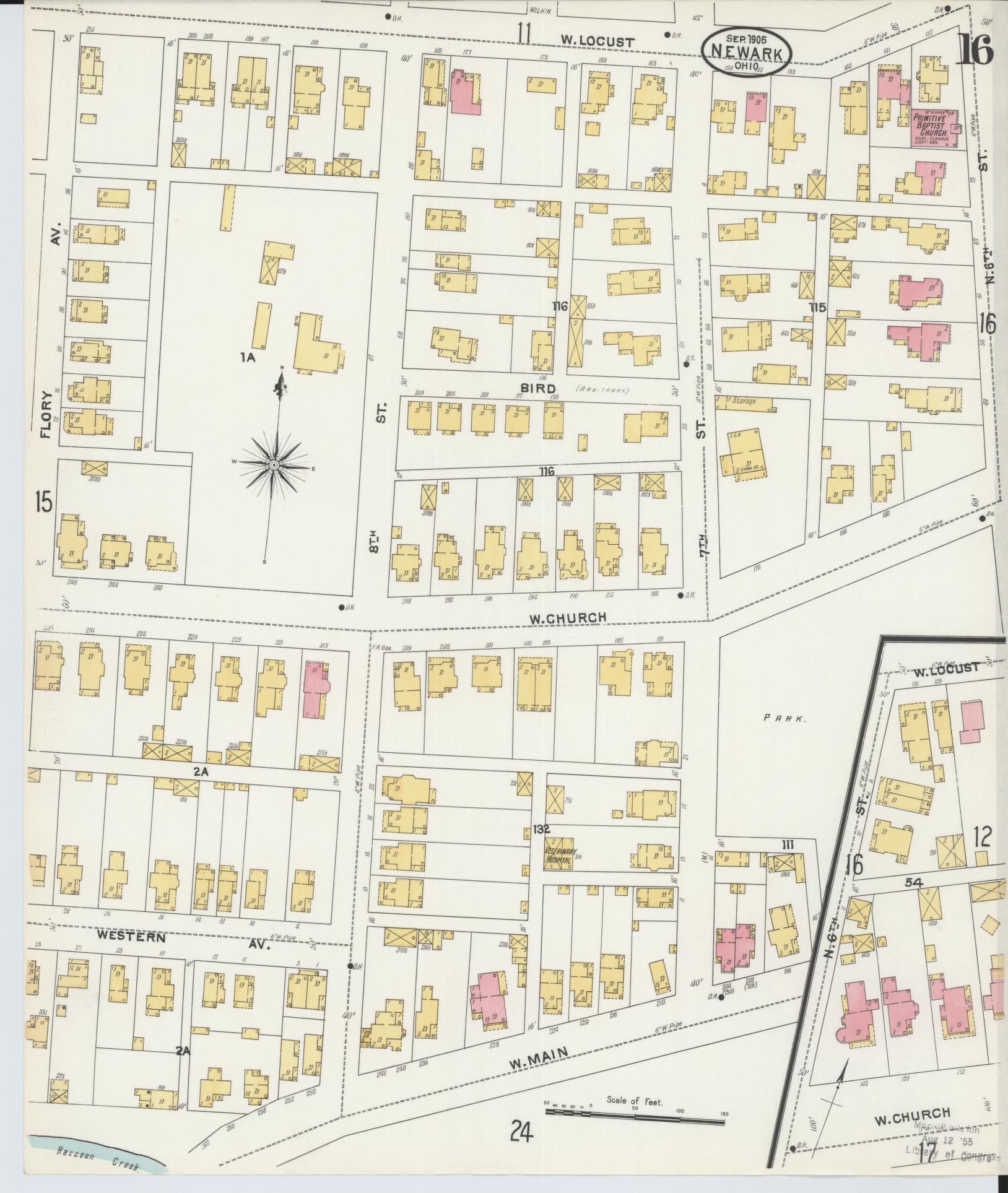 Sanborn Fire Insurance Map from Newark, Licking County, Ohio (1905), Sheet #0016 - Complete Map Set gallery image, historic Sanborn map, vintage wall art, Ohio Ohio