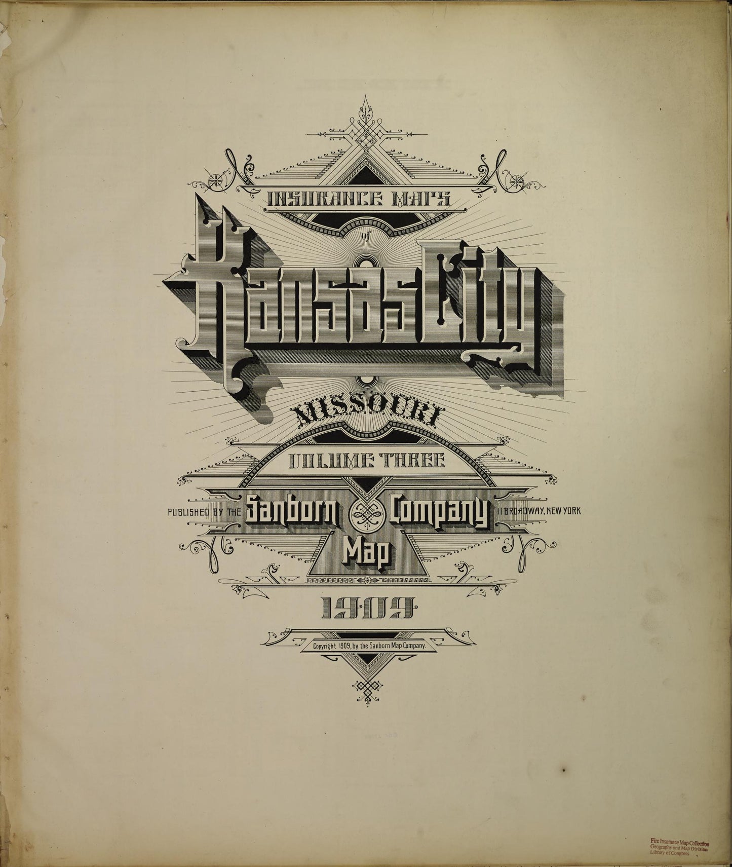 Sanborn Fire Insurance Map from Kansas City, Jackson, Clay, And Platte Counties, Missouri (1909), Sheet #0001 - Complete Map Set gallery image, historic Sanborn map, vintage wall art, Missouri Missouri