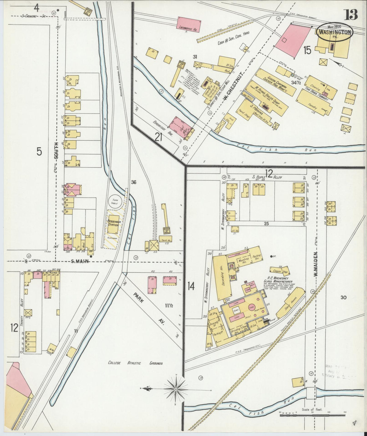 Sanborn Fire Insurance Map from Washington, Washington County, Pennsylvania (1900), Sheet #0013 - Complete Map Set gallery image, historic Sanborn map, vintage wall art, Sanborn Fire Insurance Map from Washington Washington
