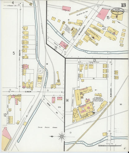 Sanborn Fire Insurance Map from Washington, Washington County, Pennsylvania (1900), Sheet #0013 - Complete Map Set gallery image, historic Sanborn map, vintage wall art, Sanborn Fire Insurance Map from Washington Washington