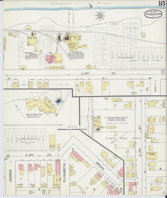 Sanborn Fire Insurance Map from Paducah, Mccraken County, Kentucky (1893), Sheet #0018 - Historic Sanborn Fire Insurance Map Print, vintage old map wall art, antique decor, genealogy gift, Kentucky Kentucky map