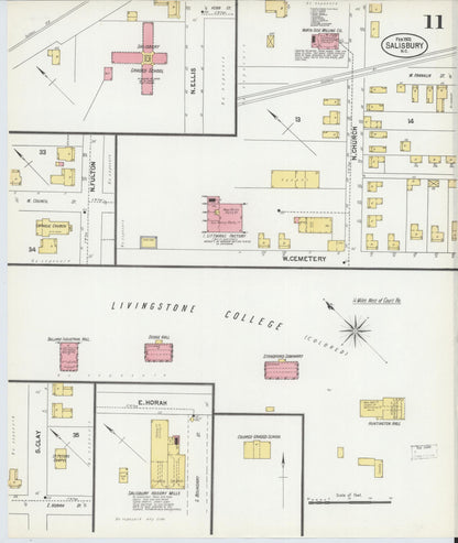 Sanborn Fire Insurance Map from Salisbury, Rowan County, North Carolina (1902), Sheet #0011 - Complete Map Set gallery image, historic Sanborn map, vintage wall art, North Carolina North Carolina