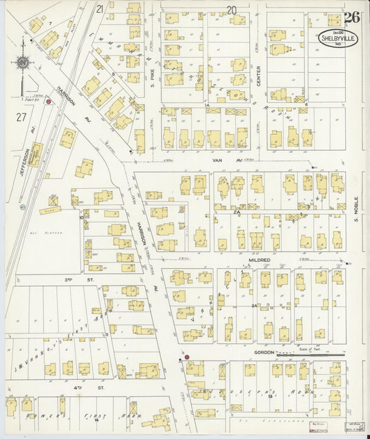 Sanborn Fire Insurance Map from Shelbyville, Shelby County, Indiana (1910), Sheet #0026 - Historic Sanborn Fire Insurance Map Print, vintage old map wall art, antique decor, genealogy gift, Indiana Indiana map