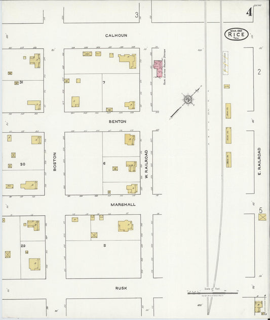 Sanborn Fire Insurance Map from Rice, Navarro County, Texas (1921), Sheet #0004 - Historic Sanborn Fire Insurance Map Print, vintage old map wall art, antique decor, genealogy gift, Texas Texas map