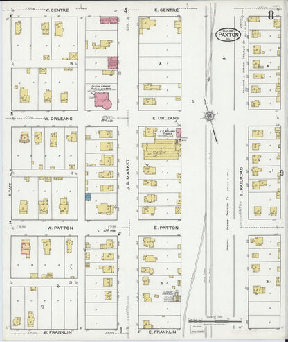 Sanborn Fire Insurance Map from Paxton, Ford County, Illinois (1921), Sheet #0008 - Complete Map Set gallery image, historic Sanborn map, vintage wall art, Illinois Illinois