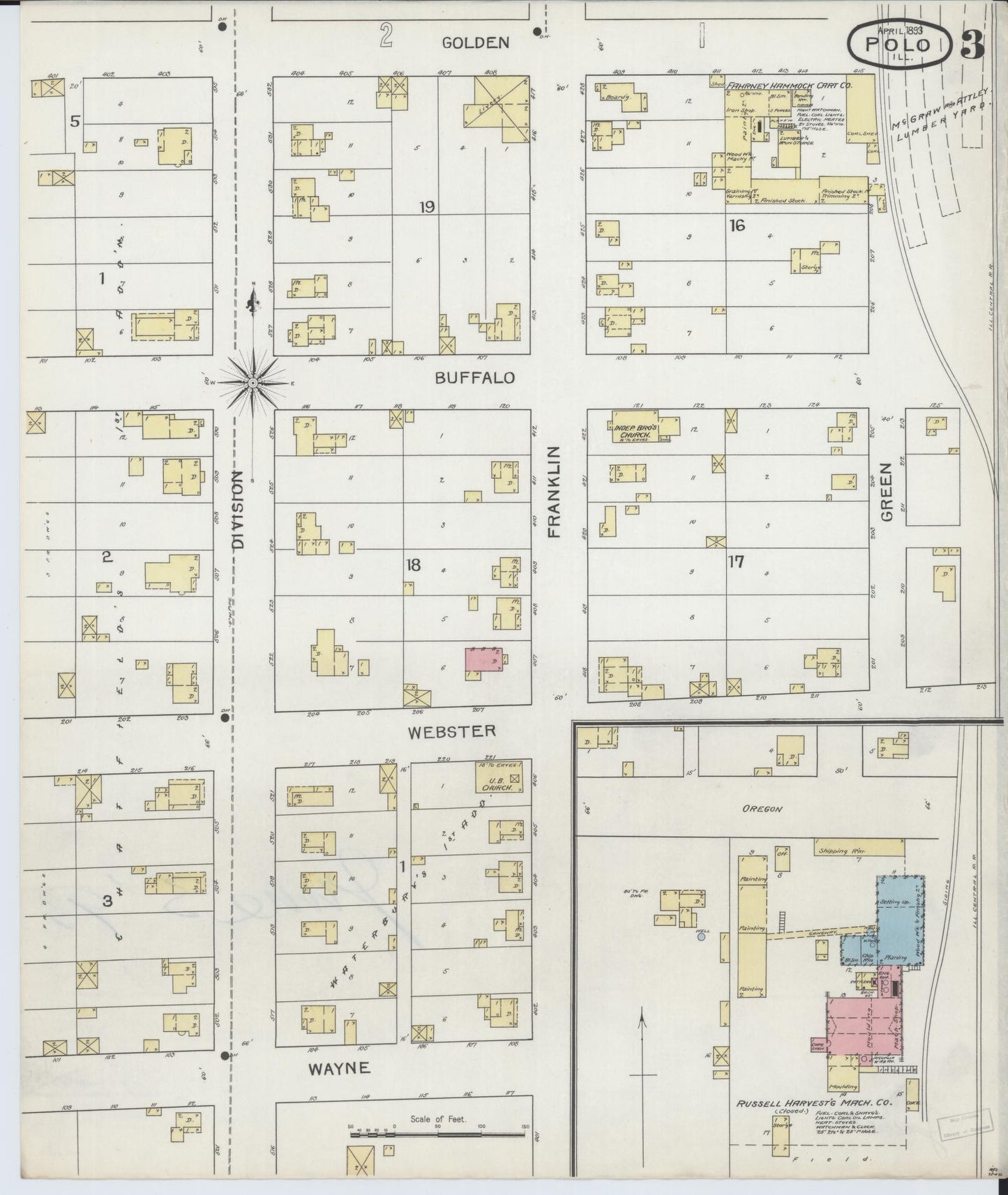Sanborn Fire Insurance Map from Polo, Ogle County, Illinois (1893), Sheet #0003 - Complete Map Set gallery image, historic Sanborn map, vintage wall art, Illinois Illinois