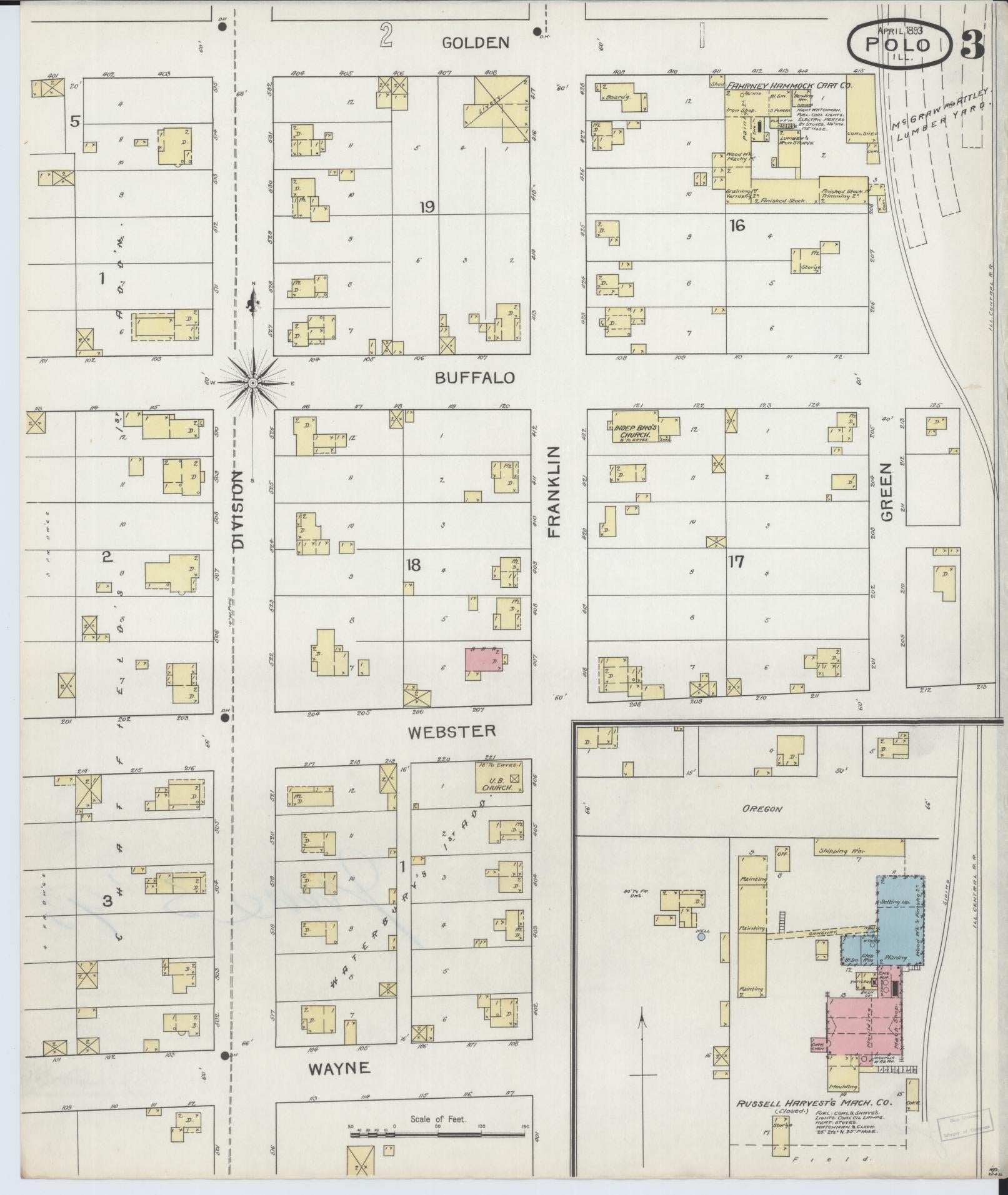 Sanborn Fire Insurance Map from Polo, Ogle County, Illinois (1893), Sheet #0003 - Complete Map Set gallery image, historic Sanborn map, vintage wall art, Illinois Illinois