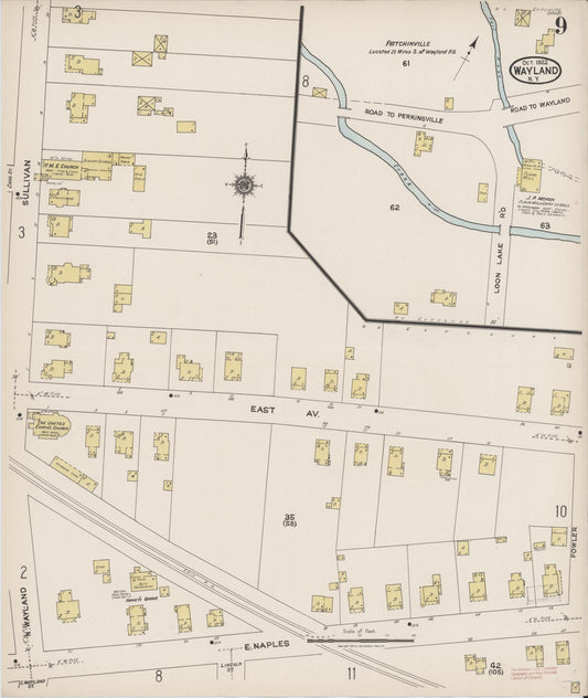 Sanborn Fire Insurance Map from Wayland, Steuben County, New York (1922), Sheet #0009 - Historic Sanborn Fire Insurance Map Print, vintage old map wall art, antique decor, genealogy gift, New York New York map