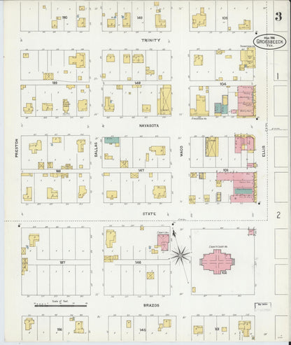 Sanborn Fire Insurance Map from Groesbeck, Limestone County, Texas (1906), Sheet #0003 - Complete Map Set gallery image, historic Sanborn map, vintage wall art, Texas Texas