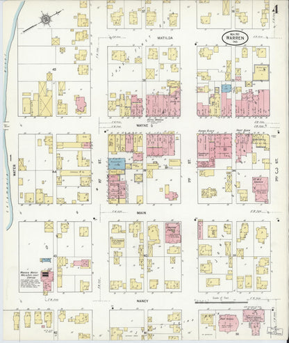 Sanborn Fire Insurance Map from Warren, Huntington County, Indiana (1911), Sheet #0004 - Complete Map Set gallery image, historic Sanborn map, vintage wall art, Indiana Indiana