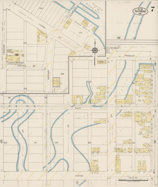 Sanborn Fire Insurance Map from Raymond, Pacific County, Washington (1919), Sheet #0007 - Historic Sanborn Fire Insurance Map Print, vintage old map wall art, antique decor, genealogy gift, Washington Washington map
