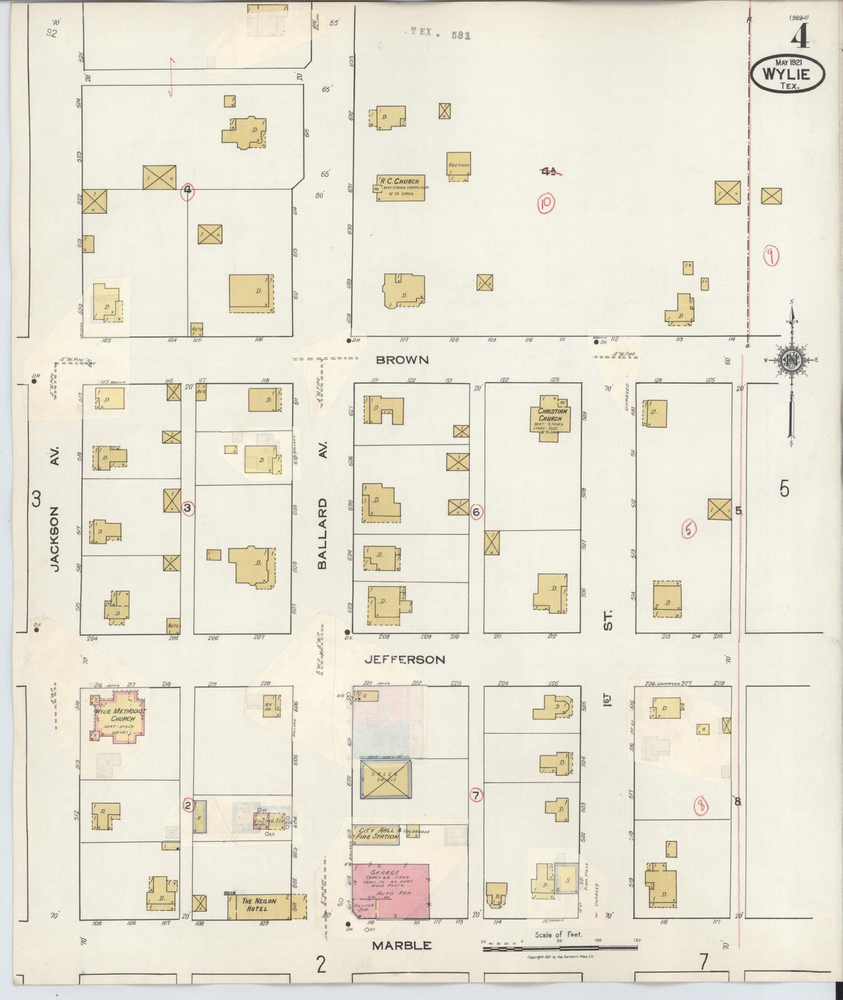 Sanborn Fire Insurance Map from Wylie, Collin County, Texas (1934), Sheet #0004 - Complete Map Set gallery image, historic Sanborn map, vintage wall art, Texas Texas