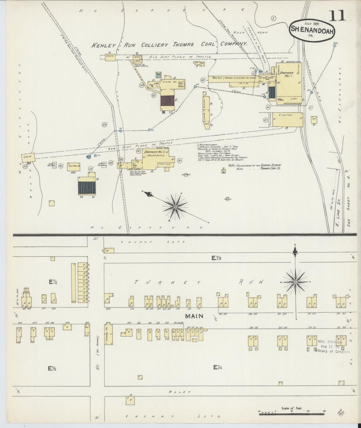 Sanborn Fire Insurance Map from Shenandoah, Schuylkill County, Pennsylvania (1891), Sheet #0011 - Complete Map Set gallery image, historic Sanborn map, vintage wall art, Pennsylvania Pennsylvania