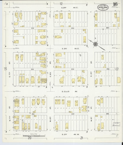 Sanborn Fire Insurance Map from Ashland, Ashland County, Wisconsin (1909), Sheet #0016 - Complete Map Set gallery image, historic Sanborn map, vintage wall art, Wisconsin Wisconsin