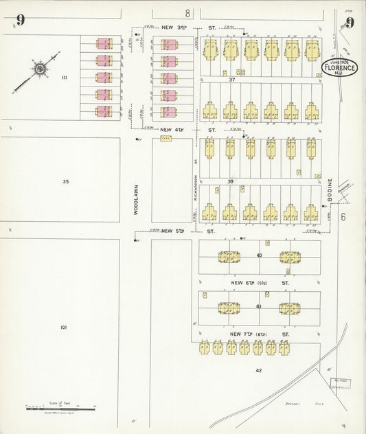 Sanborn Fire Insurance Map from Florence, Burlington County, New Jersey (1926), Sheet #0009 - Historic Sanborn Fire Insurance Map Print, vintage old map wall art, antique decor, genealogy gift, New Jersey New Jersey map