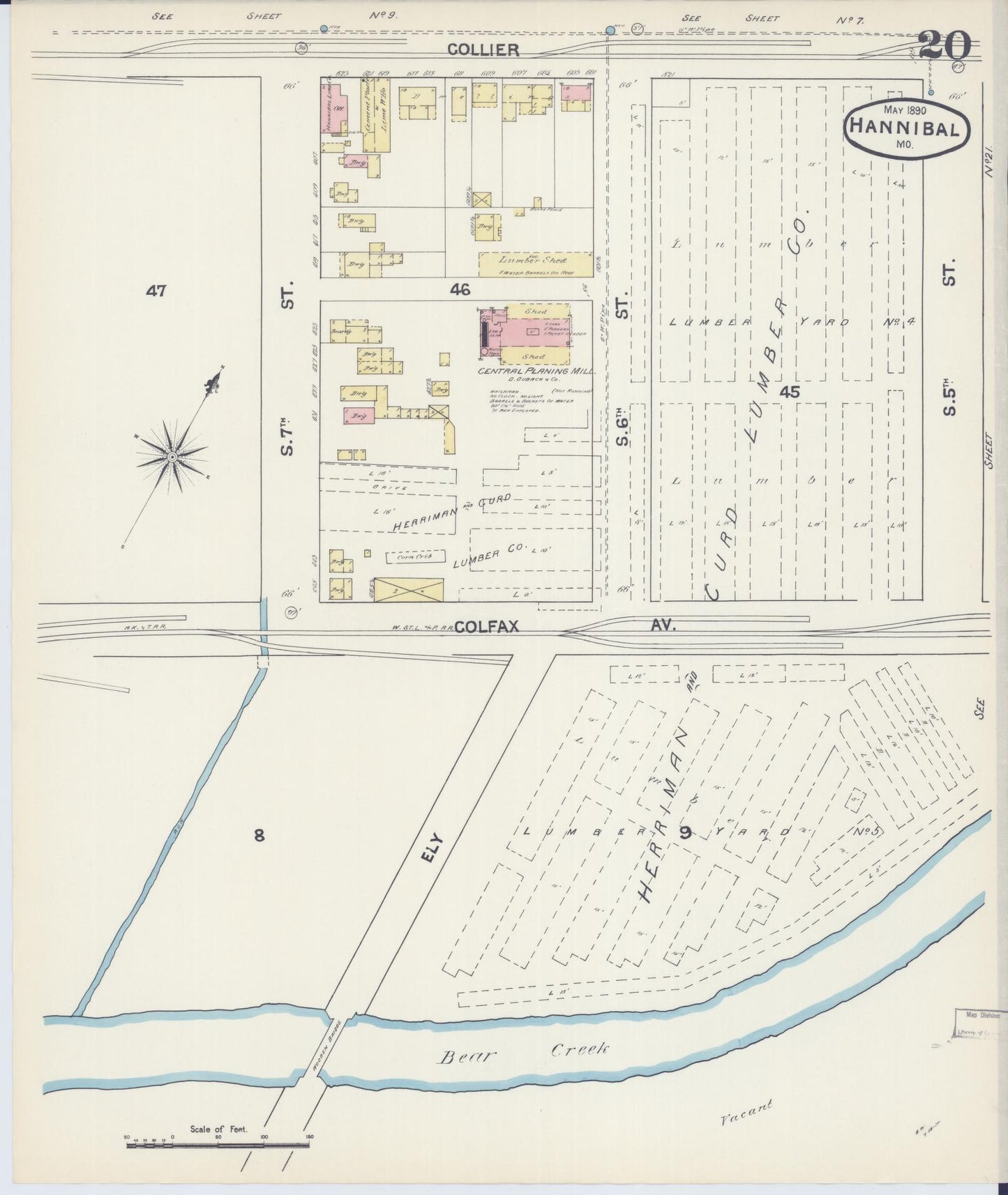 Sanborn Fire Insurance Map from Hannibal, Marion County, Missouri (1890), Sheet #0020 - Complete Map Set gallery image, historic Sanborn map, vintage wall art, Missouri Missouri