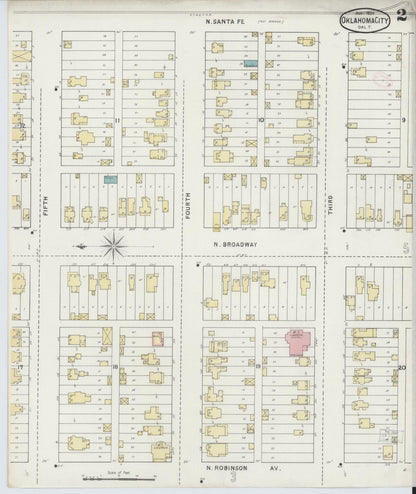 Sanborn Fire Insurance Map from Oklahoma City, Oklahoma County, Oklahoma (1894), Sheet #0002 - Complete Map Set gallery image, historic Sanborn map, vintage wall art, Oklahoma City Oklahoma