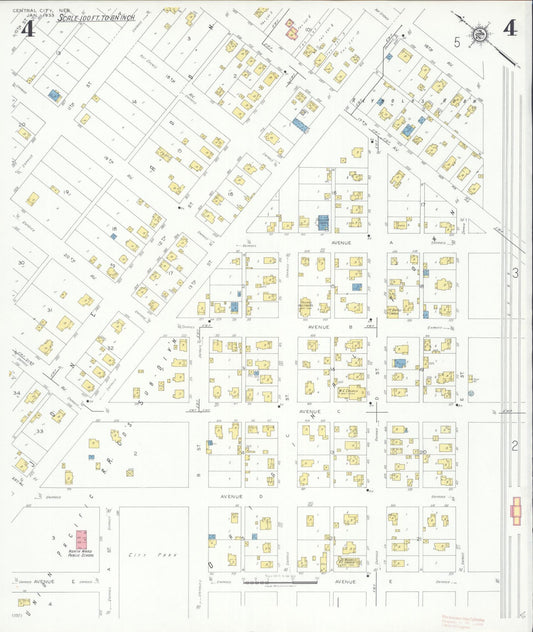 Sanborn Fire Insurance Map from Central City, Merrick County, Nebraska (1933), Sheet #0004 - Historic Sanborn Fire Insurance Map Print, vintage old map wall art, antique decor, genealogy gift, Nebraska Nebraska map
