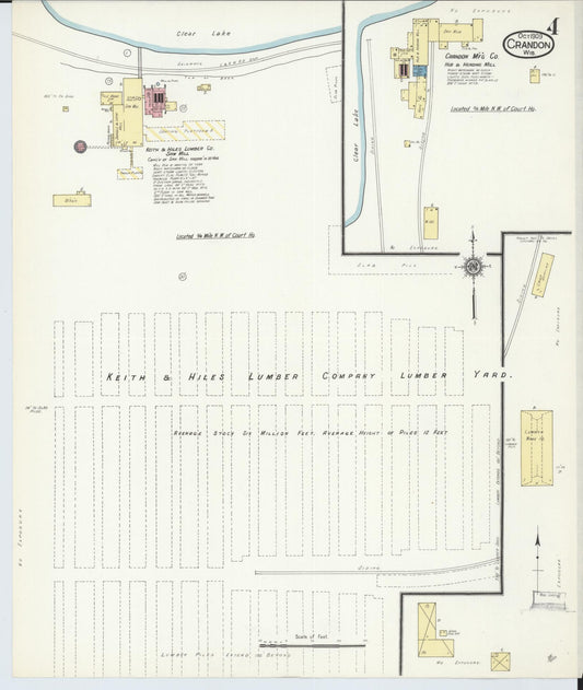 Sanborn Fire Insurance Map from Crandon, Forest County, Wisconsin (1909), Sheet #0004 - Historic Sanborn Fire Insurance Map Print, vintage old map wall art, antique decor, genealogy gift, Wisconsin Wisconsin map