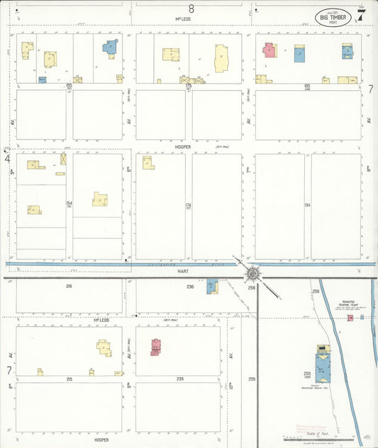 Sanborn Fire Insurance Map from Big Timber, Sweet Grass County, Montana (1921), Sheet #0007 - Historic Sanborn Fire Insurance Map Print, vintage old map wall art, antique decor, genealogy gift, Montana Montana map