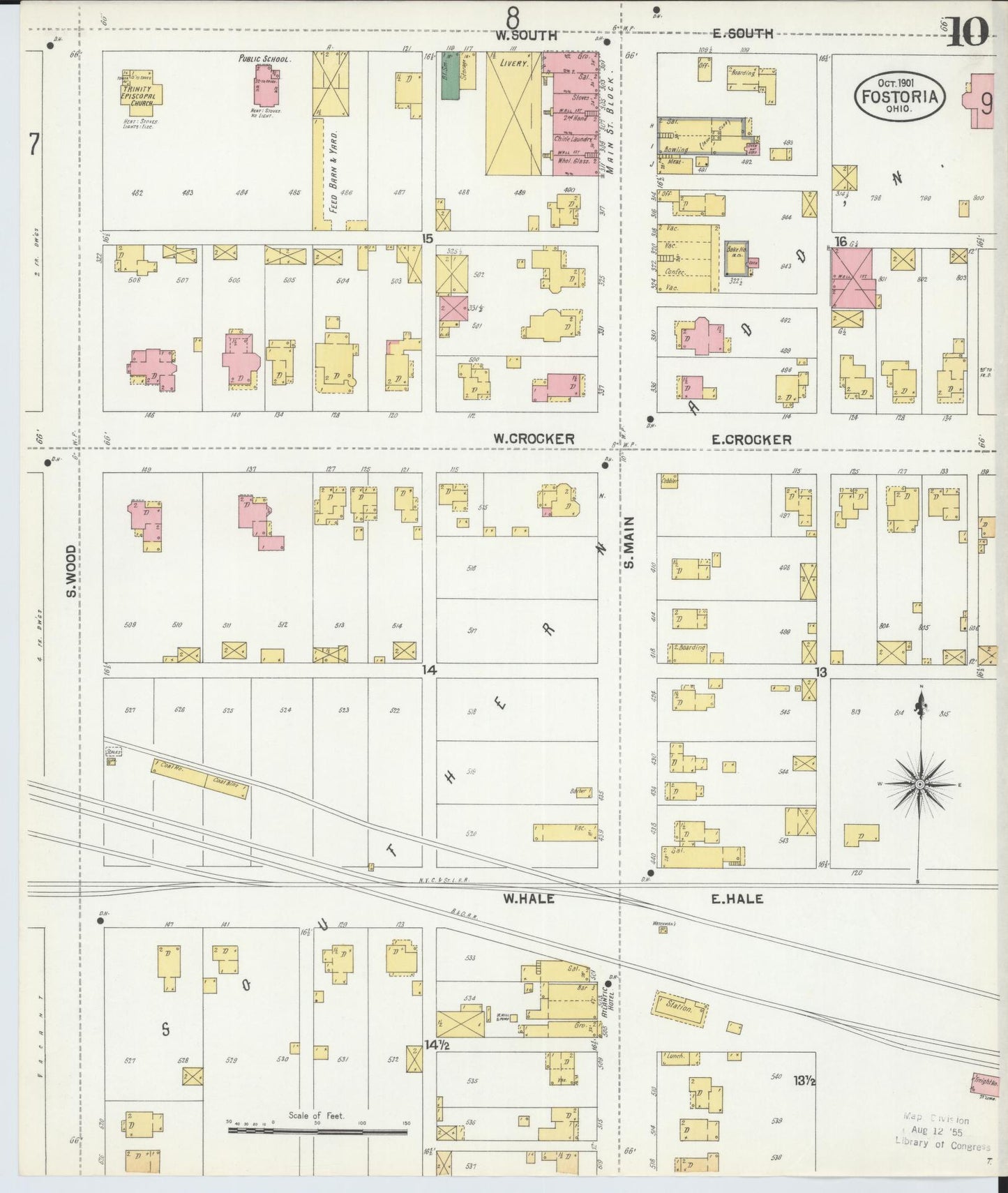Sanborn Fire Insurance Map from Fostoria, Seneca, Hancock, And Wood Counties, Ohio (1901), Sheet #0010 - Historic Sanborn Fire Insurance Map Print, vintage old map wall art, antique decor, genealogy gift, Ohio Ohio map
