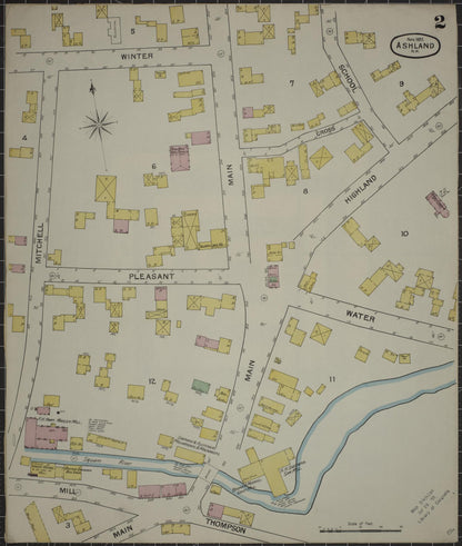 Sanborn Fire Insurance Map from Ashland, Grafton County, New Hampshire (1892), Sheet #0002 - Complete Map Set gallery image, historic Sanborn map, vintage wall art, New Hampshire New Hampshire