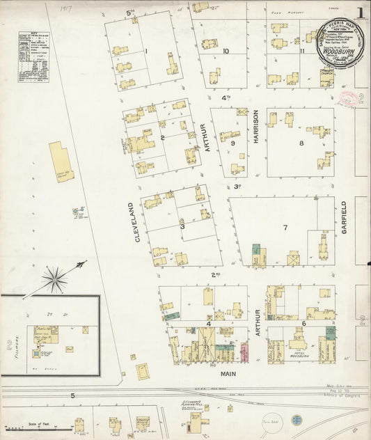 Sanborn Fire Insurance Map from Woodburn, Marion County, Oregon (1894), Sheet #0001 - Historic Sanborn Fire Insurance Map Print, vintage old map wall art, antique decor, genealogy gift, Oregon Oregon map