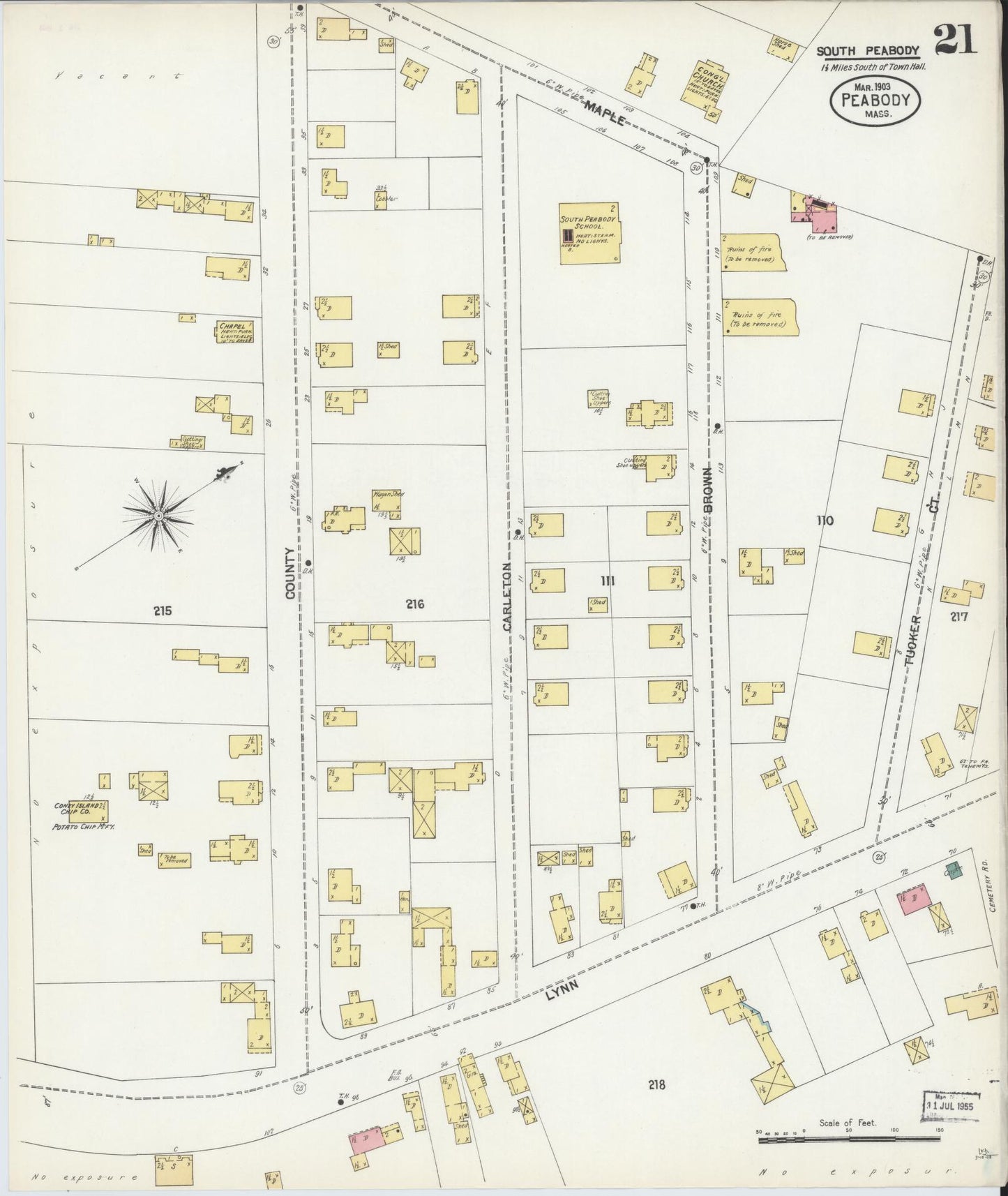 Sanborn Fire Insurance Map from Peabody, Essex County, Massachusetts (1903), Sheet #0021 - Complete Map Set gallery image, historic Sanborn map, vintage wall art, Massachusetts Massachusetts