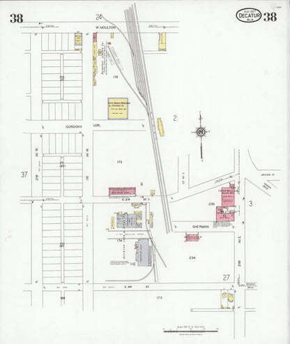 Sanborn Fire Insurance Map from Decatur, Morgan County, Alabama (1927), Sheet #0038 - Complete Map Set gallery image, historic Sanborn map, vintage wall art, Alabama Alabama