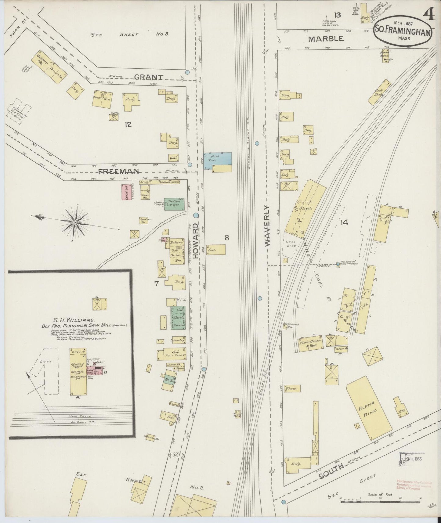Sanborn Fire Insurance Map from South Farmington, Middlesex County, Massachusetts (1887), Sheet #0004 - Complete Map Set gallery image, historic Sanborn map, vintage wall art, Massachusetts Massachusetts