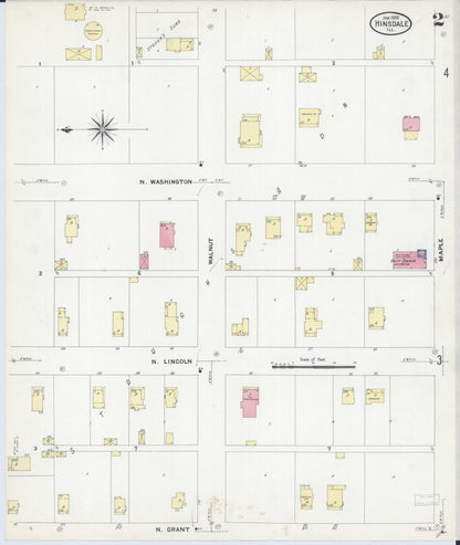 Sanborn Fire Insurance Map from Hinsdale, Du Page And Cook Counties, Illinois (1909), Sheet #0002 - Complete Map Set gallery image, historic Sanborn map, vintage wall art, Illinois Illinois