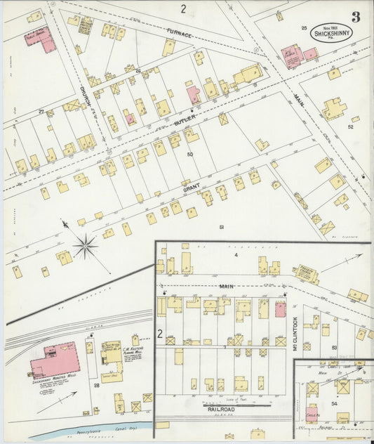 Sanborn Fire Insurance Map from Shickshinny, Luzerne County, Pennsylvania (1901), Sheet #0003 - Historic Sanborn Fire Insurance Map Print, vintage old map wall art, antique decor, genealogy gift, Pennsylvania Pennsylvania map